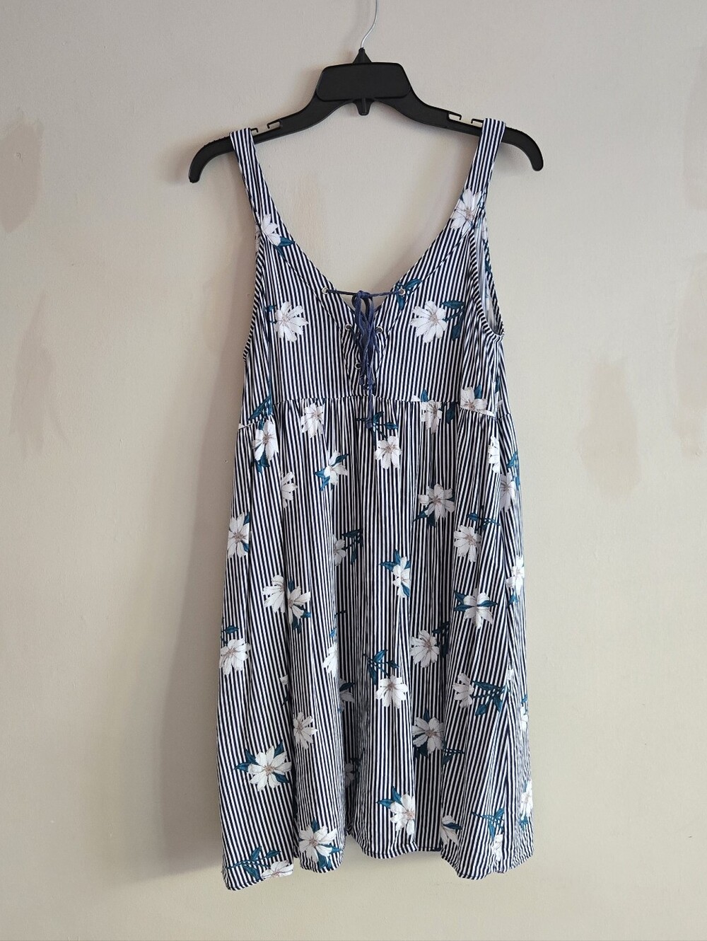 Hem & Thread Floral Striped Babydoll Summer Dress Size Medium